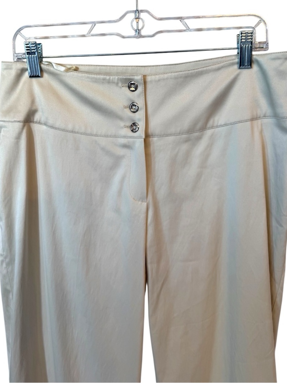 São Paulo Silk Sheen Cream 3 Button Wide Leg Pant - Picture 4 of 6